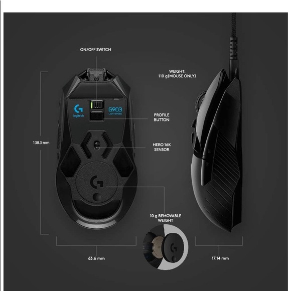 Logitech G903 Wireless Gaming Mouse RGB - Picture 8 of 12